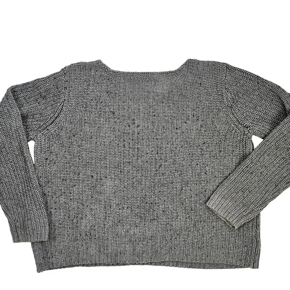 JJill gray marl jewel neck pullover sweater minimal simple normcore XL